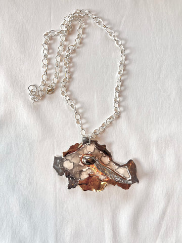 Necklace Marbled Platinum & 22kt White & Yellow Gold