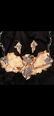 Set - Plate Necklace Cleopatra Style Topaz Overlay & Golds Earring are SOLD