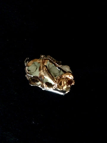 Pin Seafoam Green with 22kt White & Yellow Gold Sculpted