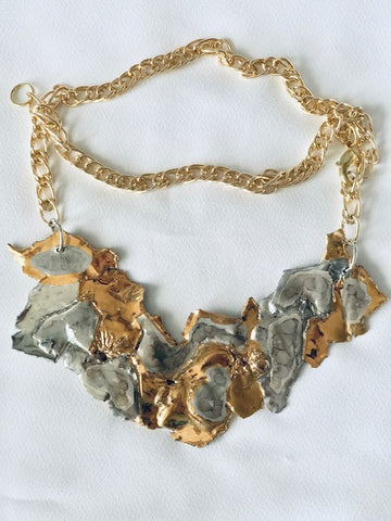 Necklace - Plate Cleopatra Style 22kt White & Yellow golds