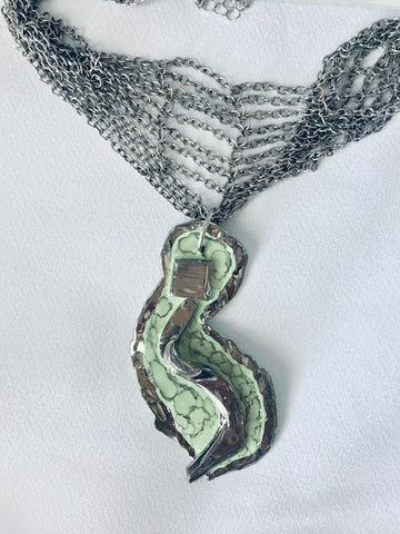 Seafoam Green with 22kt White Gold Statement Choker