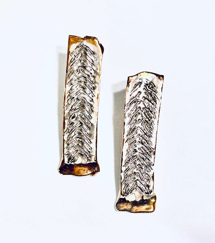 Earrings Post Feather Carved