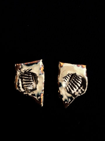 Earrings post Seashell inprint