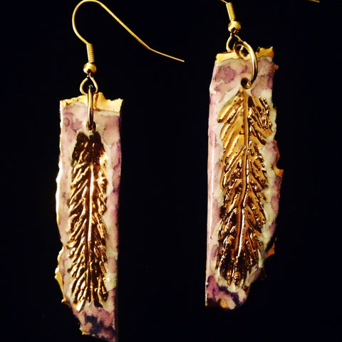 Feather Style hand carved earrings