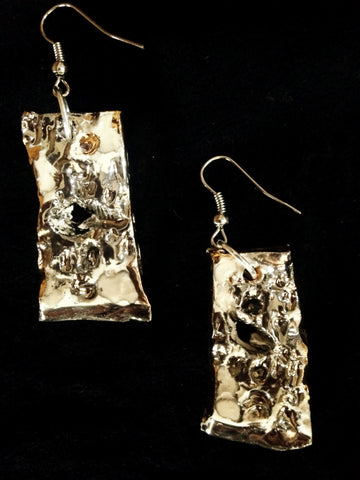 SOLD Earrings 22kt yellow & white gold carved