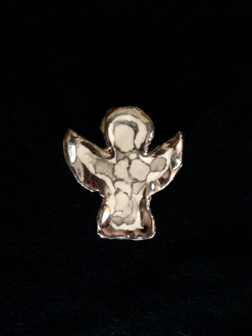 SOLD --- Pin - Angel Hand Sculpted 22kt White Gold Halo Platinum