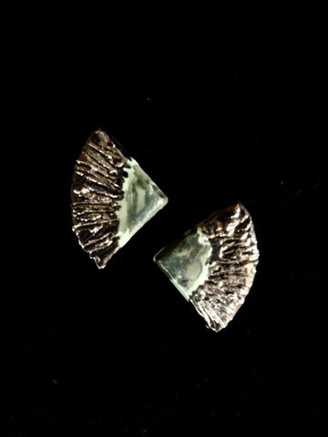 SOLD Earrings Post Seafoam Green & 22kt White Gold