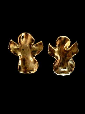 Earrings - Angel Design 22kt Yellow Gold Hand Carved