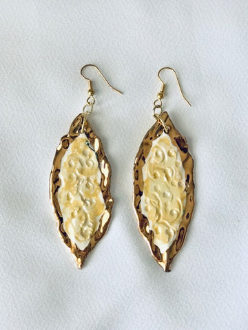 SOLD --- Earrings Topaz overlay with 22kt gold