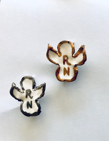 RN Angel Pins - 22kt Yellow or White Gold - can make earrings too.